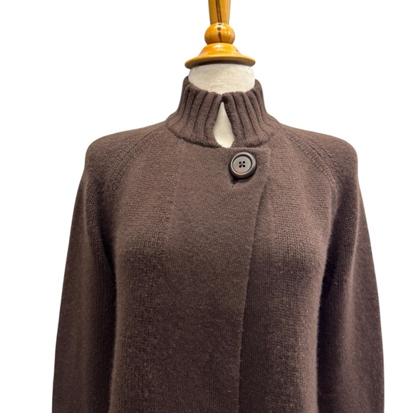 Kinross Cardigan 100% Cashmere Mock Neck Pockets One Button Cozy Sweater Women M - Picture 2 of 12